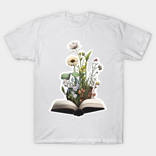 Watercolora Open Book, flowers growing T-Shirt by A Floral Letter Capital letter A | Monogram, Sticker